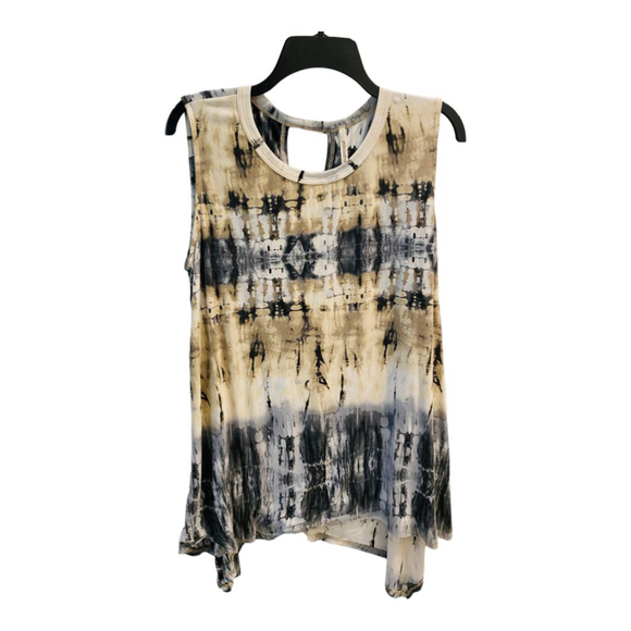 Mittoshop Tops - Mittoshop Tie Dye Sleeveless Tank Top M Beige Black